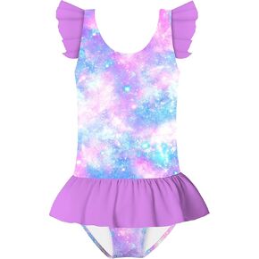 Toddler Girl Swimsuit One Piece Bathing Suit Mermaid Cute Ruffle Skirt Hawaiian Beach Swimwear