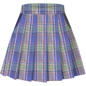SANGTREE Women Stretchy High Waisted Pleated Skirts A Line Skirt with No Shorts A# Plain-No Shorts-Black, US 3XL
