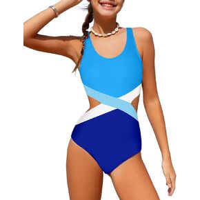 Girls Swimsuit One Piece 7-14y Girls Bathing Suit for Girls Swimwear Color Block Beach Sport Padded Swimsuit for Girls