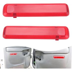 2 PCS Car Side Door Red Reflector Panel, Rear Left Driver and Right Passenger Safety Alert Light Cover, Replaces Part #15183155，15183156, Compatible with Chevrolet GMC (Red)