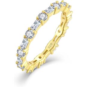 Stackable Rings for Women 925 Sterling Silver Rings 2.5mm Eternity Bands Plated 14K Gold CZ Rings Jewelry for Women Rings Size 5-9