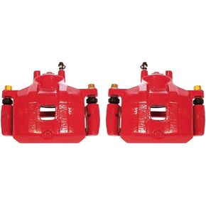 Power Stop Front S5032C Pair of High-Temp Red Powder Coated Calipers For Mitsubishi Lancer 2008-2017 [Model Specific]