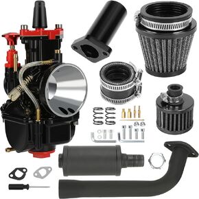 PWK Carburetor 212cc Exhaust Muffler Assembly Stage 2 Kit Replacement for Predator 212 196cc 200cc 6.5hp Coleman CT200U BT200X KT196 Baja Warrior MB200 Mini Bike Go Kart Parts