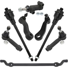 TRQ Front Steering Kit Center Link Idler Arm Idler Arm Bracket Assembly Pitman Arm Tie Rod Compatible with 02-06 Cadillac 99-06 Chevrolet GMC