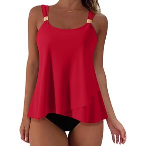 SUUKSESS Women Ruffle High Waisted Tankini Swimsuit Tummy Control Bathing Suit