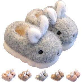 Bunny Plush House Slippers for Toddler,Little Kids, Cute Soft Fuzzy Non-slip Kids Slippers with Memory Foam,Warm Winter Rabbit Shaped Home Shoes with Faux Fur Lining