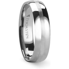 Roy Rose Jewelry Mens Tungsten Carbide Brushed Stripe Wedding Ring - Domed Comfort Fit - 4mm 6mm 7mm 8mm 10mm 12mm Wide - Style Name: BELLATOR