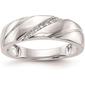 Jewels By Lux 10K White Gold .03 carat Diamond Trio Men's Complete Wedding Band