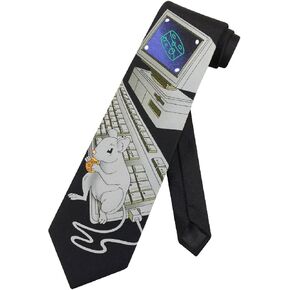 Computer with Real Mouse Mens NeckTie Unique Themed Mens Neck Tie