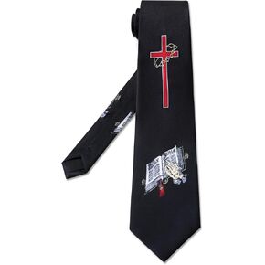 Mens Religous Necktie 3.27" (8.3CM) Novelty Christian Cross Jesus Easter Ties For Men in Gift Box