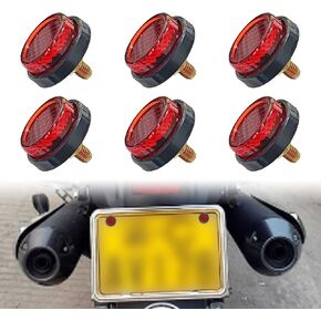 6PCS Motorcycle Reflectors License Plate Bolts and Nuts M5 Car Tag Screw Universal Motorcycle Bicycle Car Accessory Round Reflectors (Red)