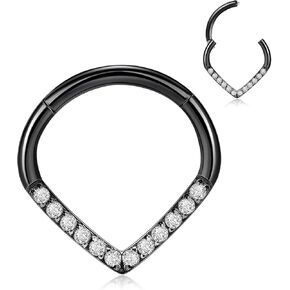 FUNLMO 316L Surgical Steel Septum Ring Teardrop Daith Tragus Helix Rook Conch Piercing Jewelry Cartilage Hoop Earring Hinged Nose Ring