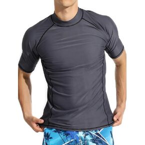 Actleis Men's Short Sleeve Rash Guard, UPF50+ UV Sun Protection Tee Quick Dry Swimming Shirts