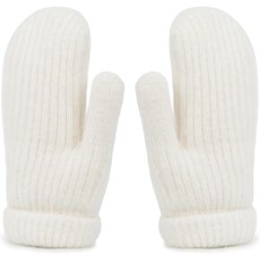 Winter Warm Knitted Mittens for Women - Cold Weather Stretch Thick Faux Fleece Gloves