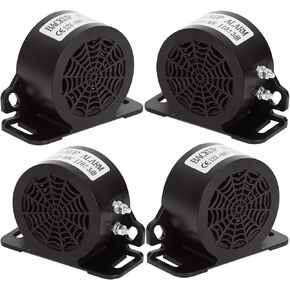 MIRKOO Car Back-up Alarm, 110dB 12V-80V DC Waterproof Industrial Heavy-duty Backup Reverse Warning Alarm with Super Loud Beeper Tone for Truck Van Freight Car Lorry Heavy Vehicles(4-PACK)
