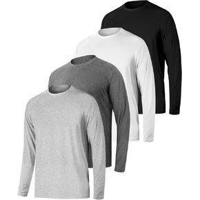 Men's Long Sleeve Shirt Dry-Fit Moisture Wicking UPF 50+ SPF Sun UV Protection Quick Dry Fit Fishing Hiking Swim Gym Water Shirts 4 Multipack L