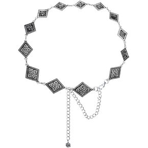 Metal Chain Belt for Women Adjustable Waist Chain for Dresses Jeans Western Concho