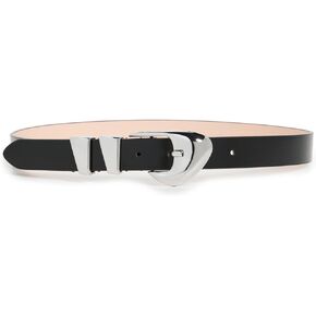 Women's Moore Black Semi Patent Leather Belt, Black, L