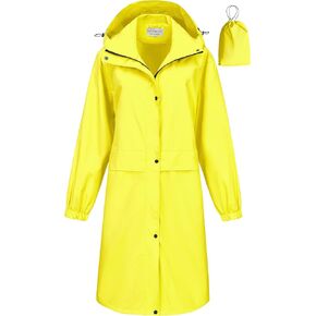 CREATMO US Women's Long Waterproof Rain Coats Lightweight Rain Jacket Packable Windbreaker with Removable Hood