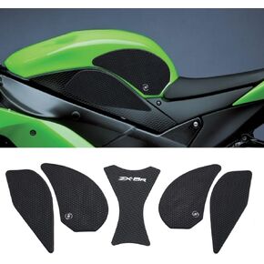 for Kawasaki Ninja ZX-6R / ZX-636 ZX6R ZX636 2007 2008 Motorcycle Accessories Side Fuel Tank pad Tank Pads Protector Stickers Decal Gas Knee Grip Traction Pad Tankpad (One Set) Black