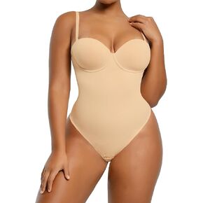 SHAPELLX Tummy Control Shapewear Bodysuit for Women Body Shaper Removable Straps Low Back Shapewear with Built-in Bra