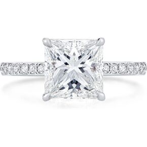 Bo.Dream 2ct Cushion/Princess/Emerald Cut Cubic Zirconia Engagement Rings for Women Platinum Plated Sterling Silver