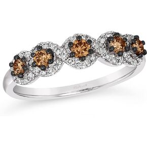 1/2 Carat White and Brown Diamond Wedding Band Ring for Women in 14k White Gold (SI1-SI2, cttw) Anniversary Promise Ring Size 4 to 10 by LeVian