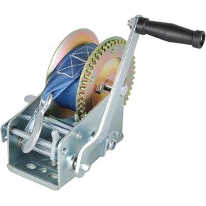 findmall Heavy Duty Hand Winch 3500lbs Hand Crank Strap Gear with 10m (32ft) Strap Manual Operated Two-Way Ratchet Boat Trailer Marine