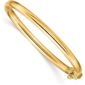 Avariah 14k Yellow Gold Polished Hinged Safety Lock Bangle - 5"
