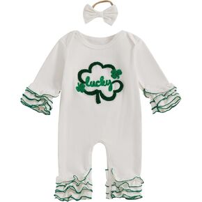 My First Christmas Baby Girl Outfit Newborn Christmas Romper Cute Santa Ruffle Jumpsuit Baby One Piece Xmas Clothes