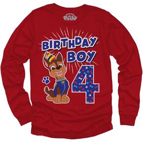 4th Birthday Boy Chase Shirt Gifts for Boys 4 Years Old Bday Party Paw Patrol Toddler Kids Long Sleeve T-Shirt