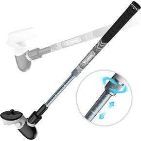 YOGES Adjustable Length VR Golf Club Handle for Meta Quest 3S/Quest 3/Oculus Quest 2, 90 Degree Virtual Reality Baseball Controller Attachment, Simulator Real Golf Game Bat Adapter for Golf+, Walkabout Mini Golf (ONLY for Right Controller)