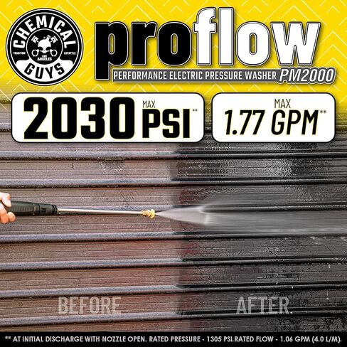 Chemical Guys EQP408 ProFlow Performance Electric Pressure Washer PM2000, 14.5-Amp, 2030 Max PSI, Max 1.77 GPM, Includes 5 Full Range QC Tips, Cleans Cars, Patios, Driveways, Homes and More in Saudi Arabia