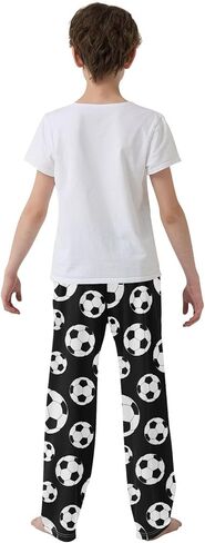 Boys Pajama Pants Traditional Black White Soccer Ball Elastic Waist Lounge Pajama Bottoms with 2 Pockets Sleep Pjs M in Saudi Arabia