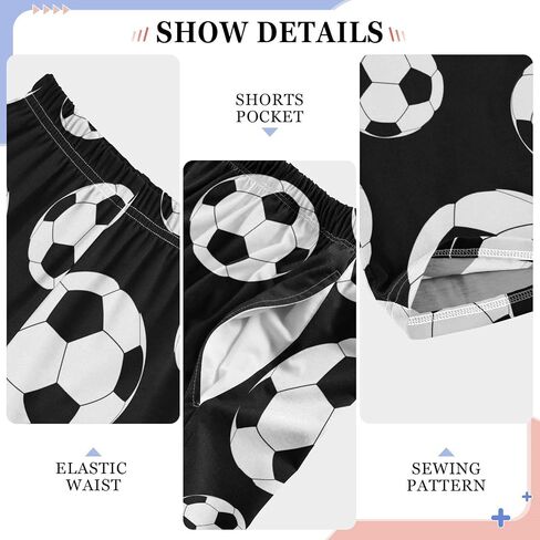 Boys Pajama Pants Traditional Black White Soccer Ball Elastic Waist Lounge Pajama Bottoms with 2 Pockets Sleep Pjs M in Saudi Arabia