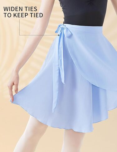 Dance Skirts for Women, Women Pull on/Ballet Wrap Skirt with Elastic Ties for Dance, Gymnastics, Skating in Kuwait