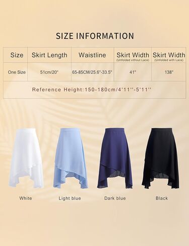 Dance Skirts for Women, Women Pull on/Ballet Wrap Skirt with Elastic Ties for Dance, Gymnastics, Skating in Kuwait