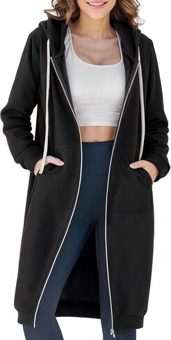 Ablanczoom Hoodies for Women Fashion Sweatshirts: Comfortable Full Zip Up Hoodie Womens Long Fleece Sweatshirt with Pockets in Kuwait