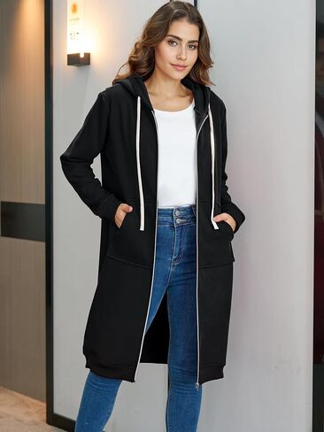 Ablanczoom Hoodies for Women Fashion Sweatshirts: Comfortable Full Zip Up Hoodie Womens Long Fleece Sweatshirt with Pockets in Kuwait