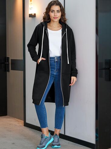 Ablanczoom Hoodies for Women Fashion Sweatshirts: Comfortable Full Zip Up Hoodie Womens Long Fleece Sweatshirt with Pockets in Kuwait