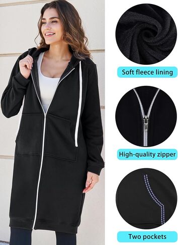 Ablanczoom Hoodies for Women Fashion Sweatshirts: Comfortable Full Zip Up Hoodie Womens Long Fleece Sweatshirt with Pockets in Kuwait