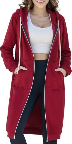 Ablanczoom Hoodies for Women Fashion Sweatshirts: Comfortable Full Zip Up Hoodie Womens Long Fleece Sweatshirt with Pockets in Kuwait