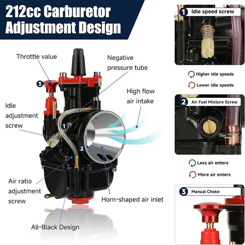 PWK Carburetor 212cc Exhaust Muffler Assembly Stage 2 Kit Replacement for Predator 212 196cc 200cc 6.5hp Coleman CT200U BT200X KT196 Baja Warrior MB200 Mini Bike Go Kart Parts in Kuwait