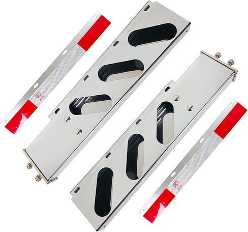 2.5" Bolt Spacing 30" Length Stainless Steel Mud Flap Hangers Brackets Holder with Aluminum Reflective Tapes and Oval Light Cutouts Fit for Semi Trucks Trailers, 2 Pack in Kuwait