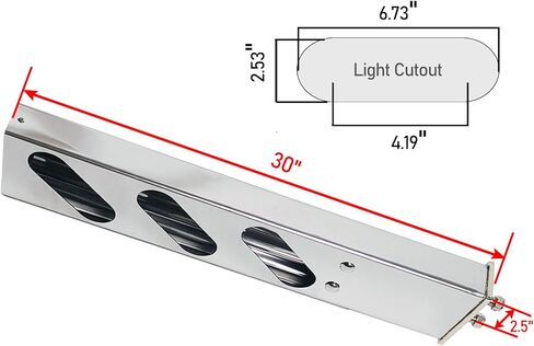2.5" Bolt Spacing 30" Length Stainless Steel Mud Flap Hangers Brackets Holder with Aluminum Reflective Tapes and Oval Light Cutouts Fit for Semi Trucks Trailers, 2 Pack in Kuwait