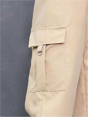 Girl's Elastic Waist Straight Leg Cargo Pants Casual Baggy Long Trousers Sweatpants with Pocket in Saudi Arabia