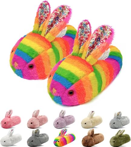 Toddler Slippers Boys Girls Cute Bunny Slippers Kids Soft Plush Warm Winter Slipper Non-Slip House Slippers Indoor Shoes in Kuwait