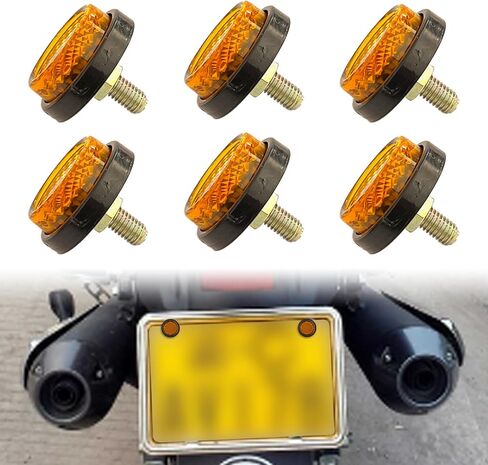 6PCS Motorcycle Reflectors License Plate Bolts and Nuts M5 Car Tag Screw Universal Motorcycle Bicycle Car Accessory Round Reflectors (Red) in Saudi Arabia