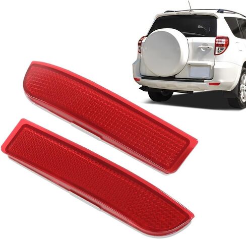 G-PLUS Rear Bumper Reflector Tail Brake Stop Lamp Driver and Passenger Side Compatible with Toyota RAV4 2006-2012 TO2831102, TO2830102 Red in Kuwait