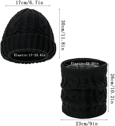 Men Women Winter Beanie Hat Scarf Set Warm Knit Thick Skull Cap Neck Warmer for Winter in Saudi Arabia